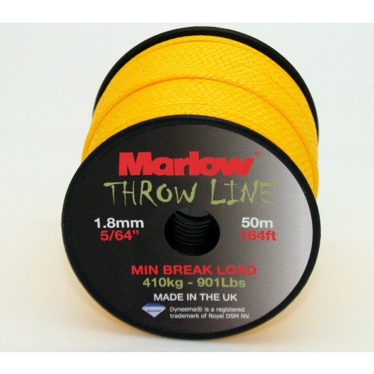 Marlow Ropes Dyneema Throwline 1.8mm Yellow | 50m Roll KL0030