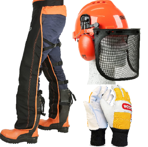 Oregon Chainsaw Protective Kit - Helmet, Chaps, Gloves both hand protection