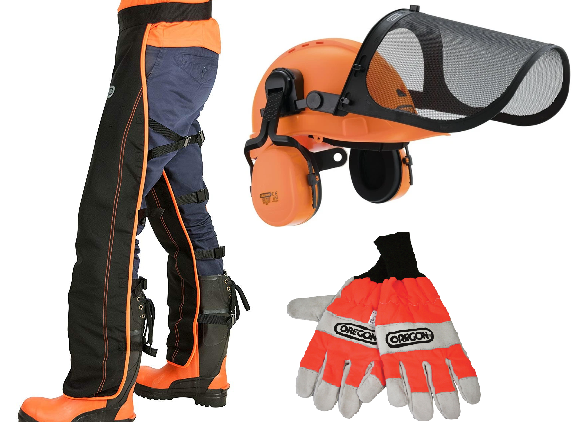 Oregon Chainsaw Protective Kit - 574742A Helmet, Chaps, Gloves